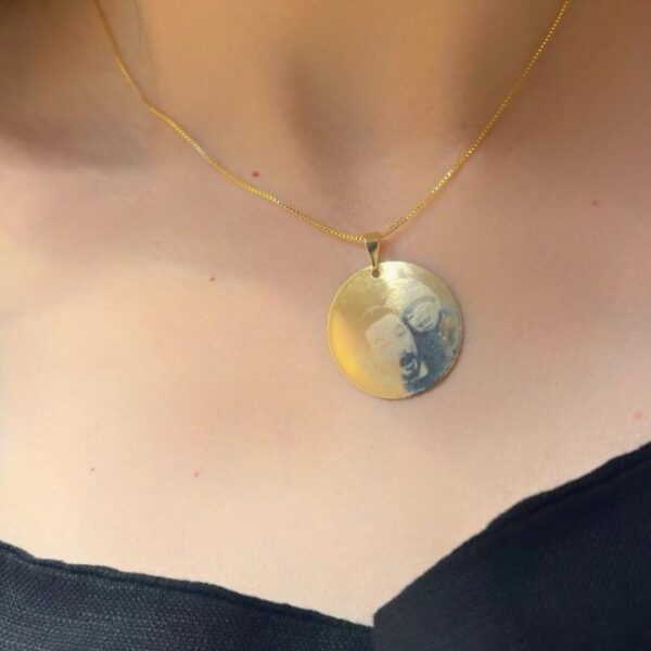 Colar Personalizado Mandala 2,5 cm Banhado em Ouro 18k