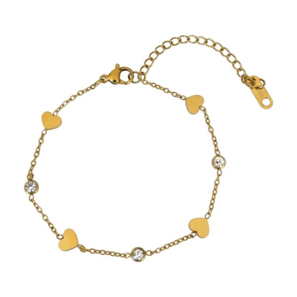 Pulseira (17 cm + 5 cm) Coração Ponto de Luz em Aço