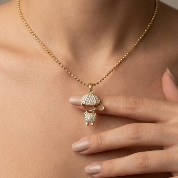 Colar Bolinha Bolinha menino Cravejado Banhado em Ouro 18k