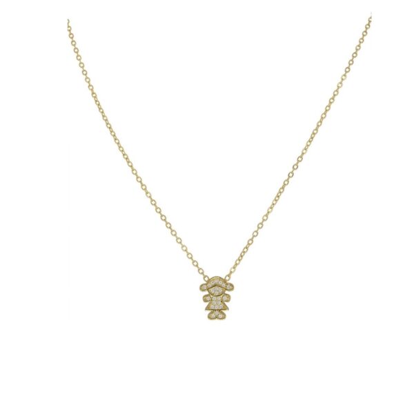 Colar (45 cm + 5 cm) Menina Cravejado Banhado em Ouro 18k