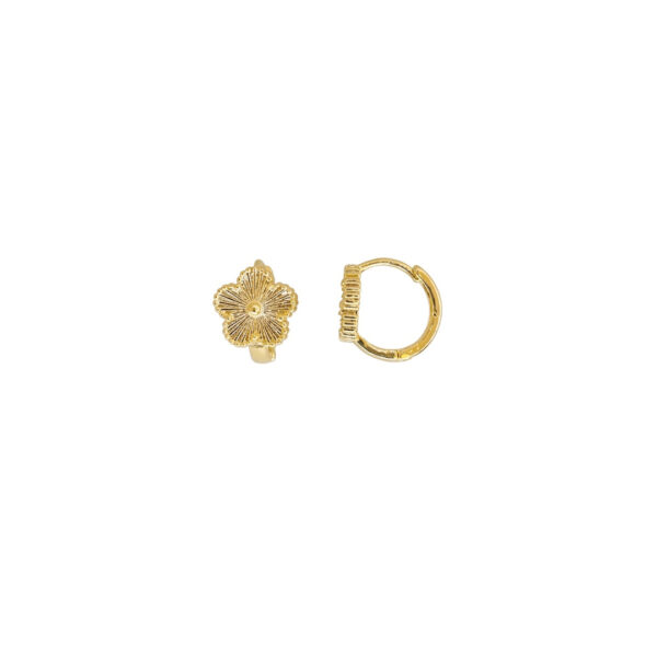 Brinco Click Argola Flor Banhado em Ouro 18k