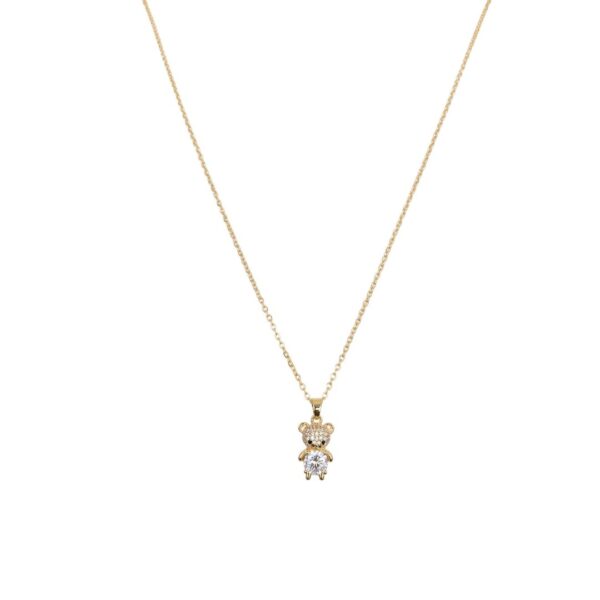 Colar(45 cm +5 cm) Ursinho Cravejado Banhado em Ouro 18k