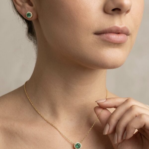 Conjunto Ponto de Luz Cravejado Banhado em Ouro 18k