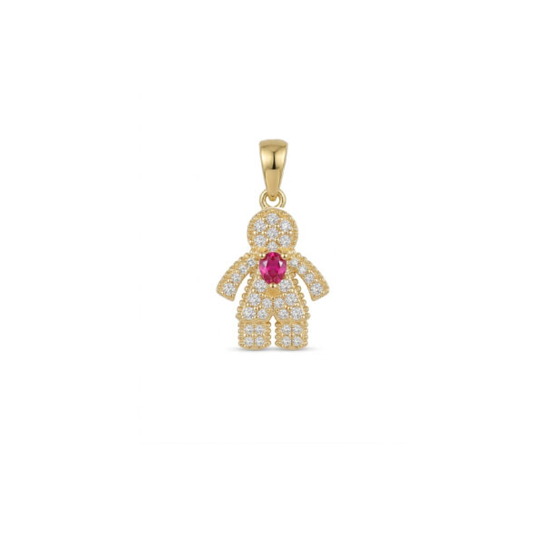 Pingente menina cravejado banhado ouro 18k premium atacado
