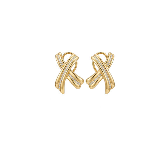 Brinco X Cravejado Banhado em Ouro 18k