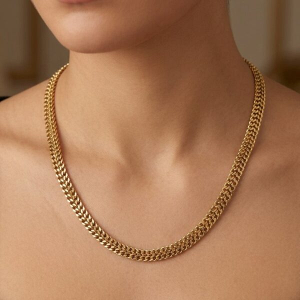 Choker (35 cm + 10 cm) malha Banhado em Ouro 18k