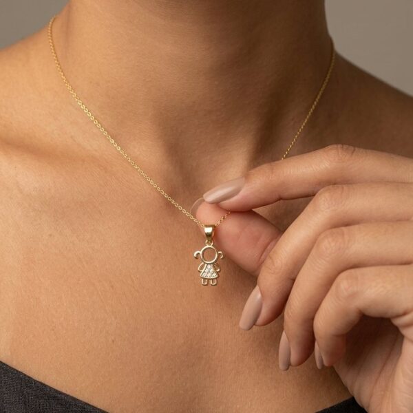Colar(45 cm + 5 cm) Menina Cravejado Banhado em Ouro 18k