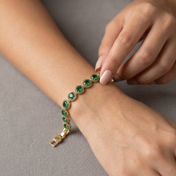 Pulseira Riviera Redondo Cravejado Banhado em Ouro 18k