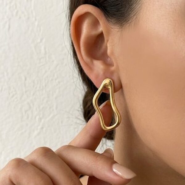 Brinco Orgânico Banhado em Ouro 18k
