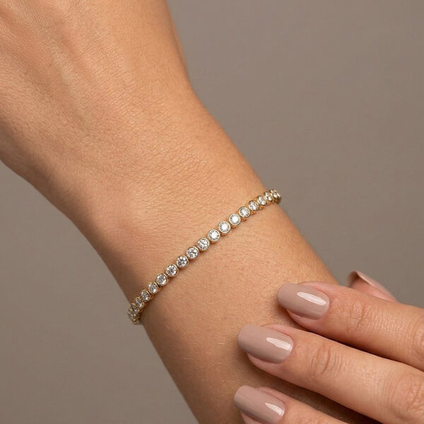 Pulseira Riviera Redondinha Cravejado Banhado em Ouro 18k