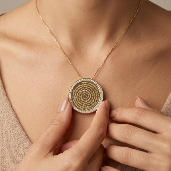 Colar Mandala Pai Nosso Cravejado Banhado em Ouro 18k
