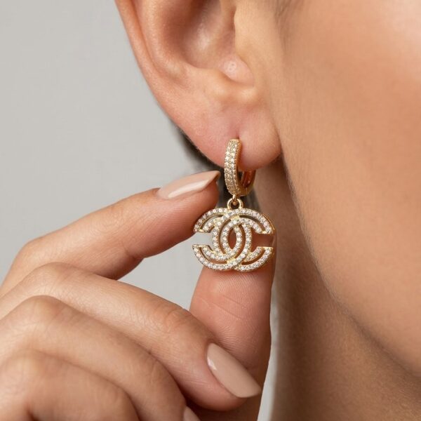 Brinco Argola X Cravejada Banhado em Ouro 18K