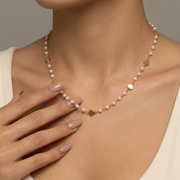 Choker Perola com Coração Banhado a Ouro 18k