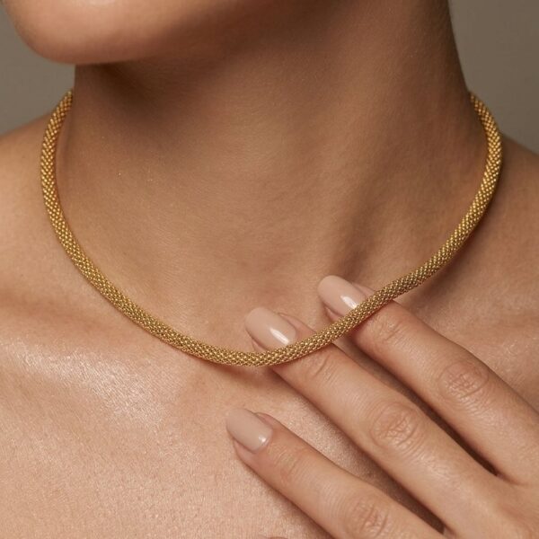 Choker(35cm + 5cm) Snake  Banhado em Ouro 18k