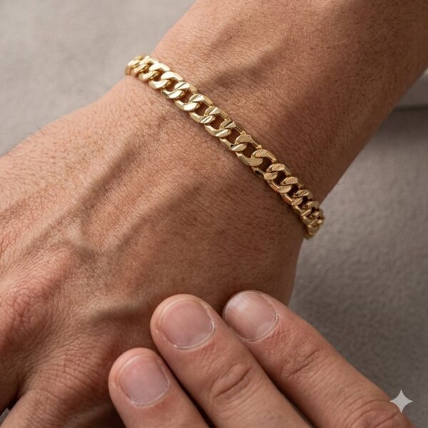 Pulseira (18 cm )Grumet Trabalhado Banhado em Ouro 18k