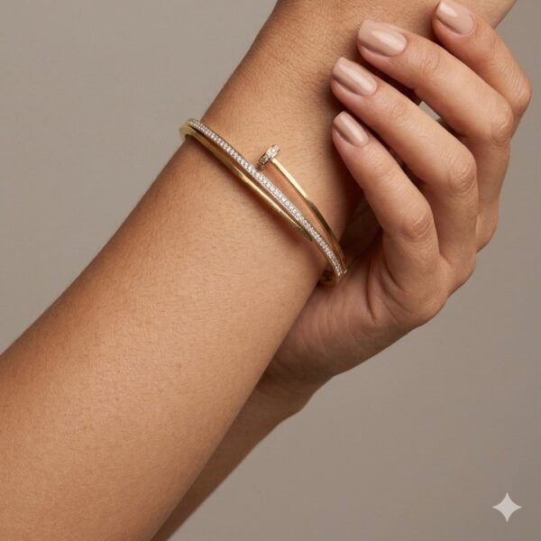 Bracelete Prego  Cravejado em Aço