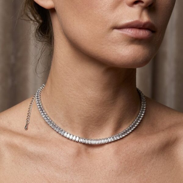 Choker(35 cm + 10 cm) Riviera em Aço