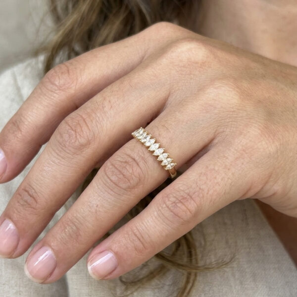 Anel hexagonal cravejado banhado ouro 18k premium atacado