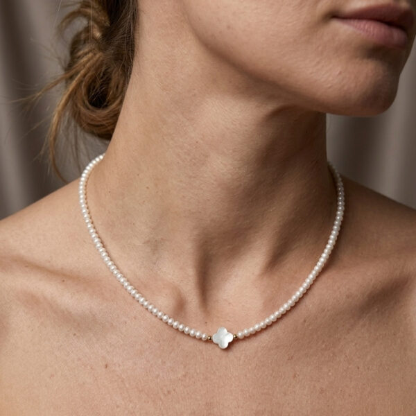 Choker cristais trevo banhado ouro 18k premium atacado