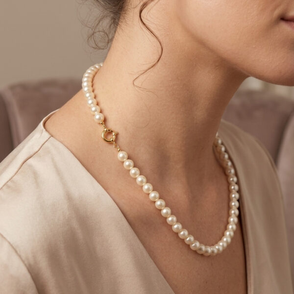 Choker pérola shell 8mm banhado ouro 18k premium