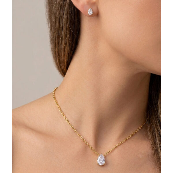 Conjunto gota cravejado em aço inoxidável premium atacado