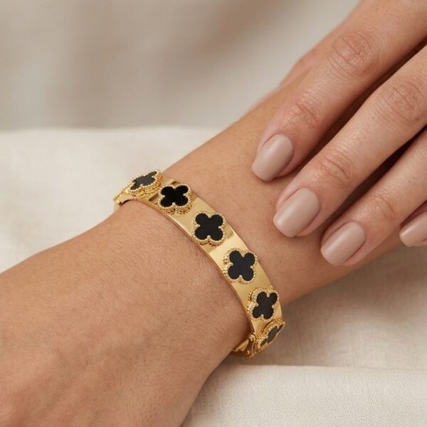 Bracelete trevos em aço inoxidável premium atacado