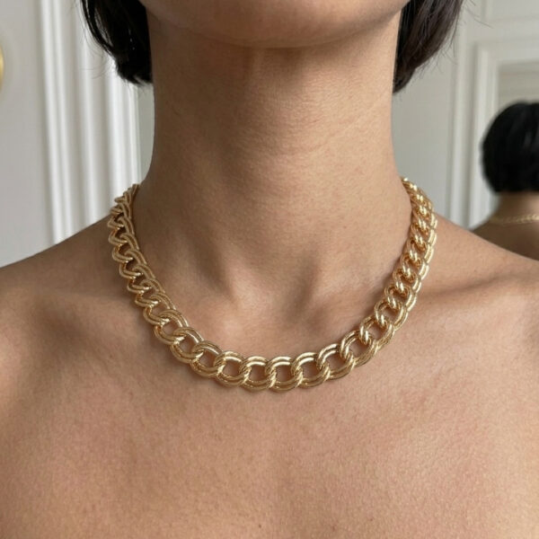 Choker trabalhado banhado ouro 18k 35cm premium