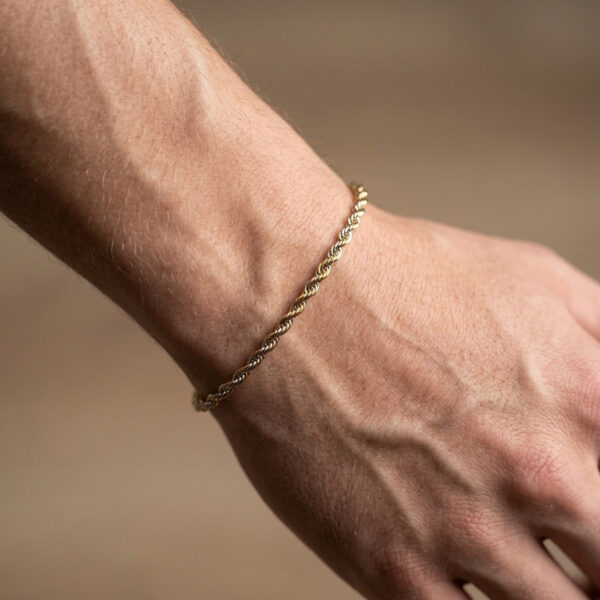 Pulseira elo baiano 3mm dourado prateado em aço