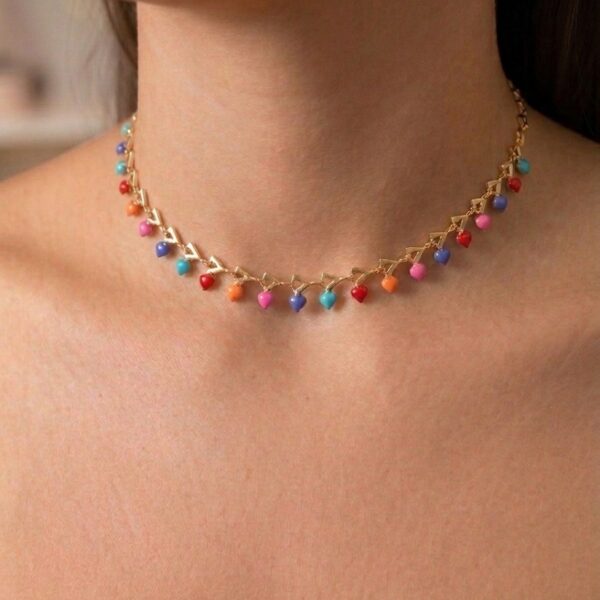 Choker resinada banhado ouro 18k premium atacado