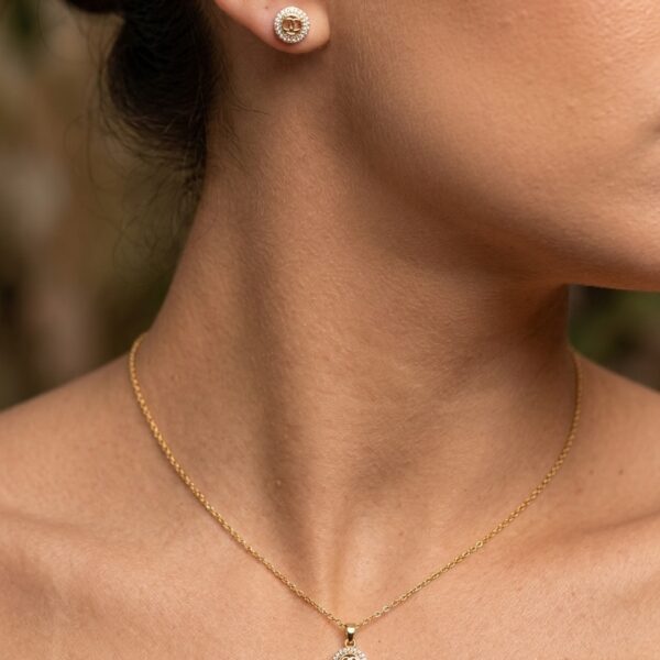 Conjunto mandalinha cravejado banhado em ouro 18k com zircônias