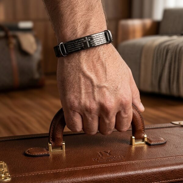 Pulseira Pai Nosso em courino premium atacado