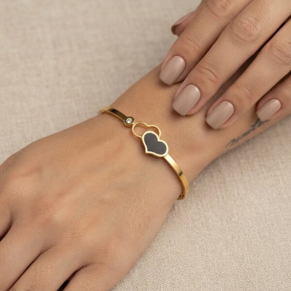 Bracelete duo coração em aço inoxidável premium atacado