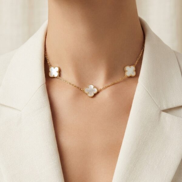 Choker 3 trevos banhado em ouro 18k premium atacado