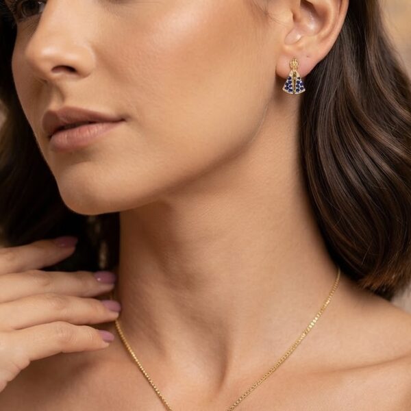 Conjunto cravejado banhado ouro 18k com pulseira colar e brincos