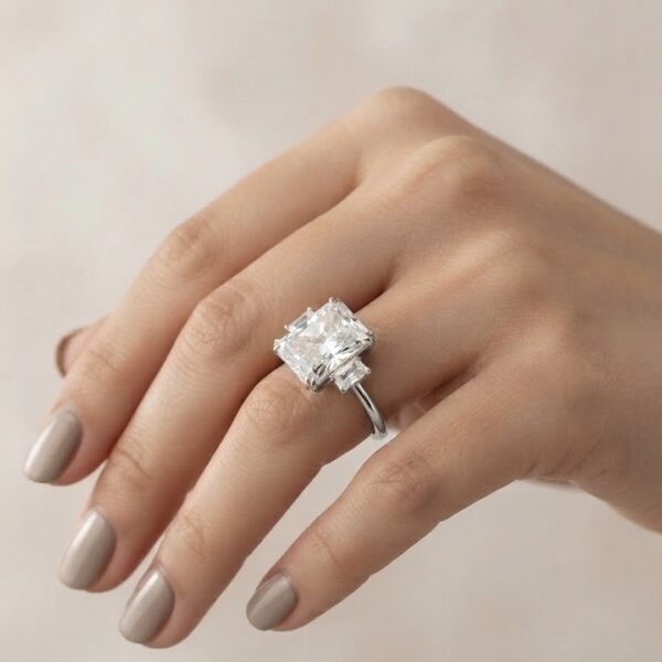 Anel retangular cravejado banhado ouro 18k premium atacado