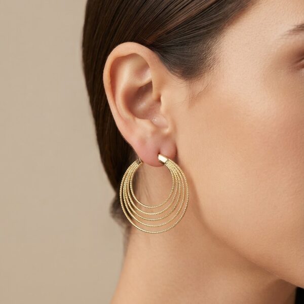 Brinco argola 6 fios banhado ouro 18k