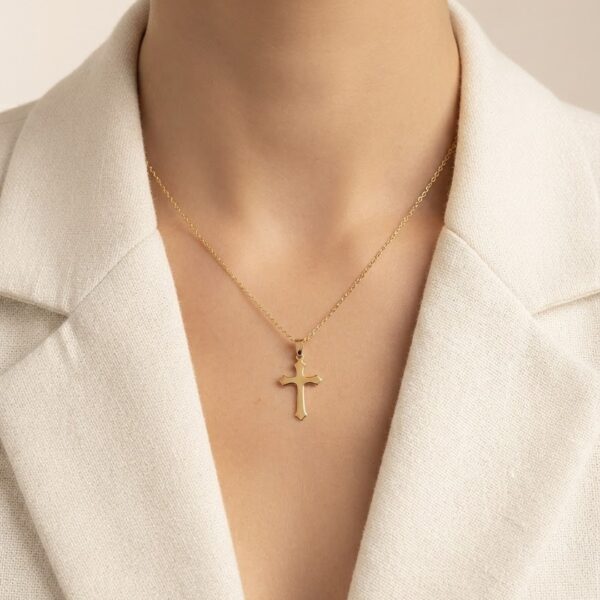 Colar crucifixo aço inoxidável 45cm com extensão 5cm