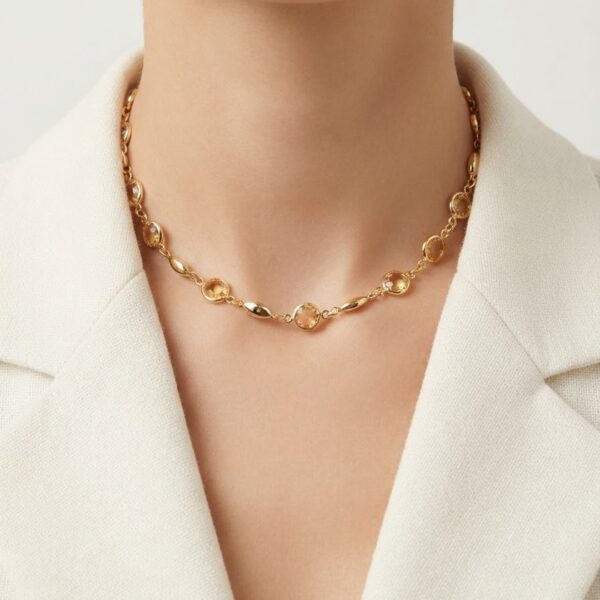 Choker T cravejado banhado ouro 18k 35 cm premium atacado