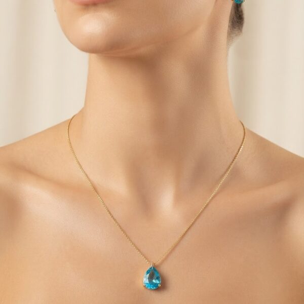 Conjunto gota 6mm banhado ouro 18k, colar e brinco, atacado premium