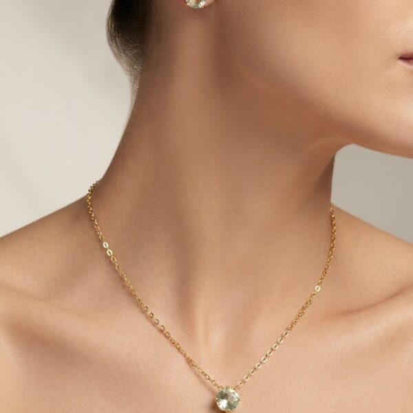 Conjunto ponto de luz 6mm banhado ouro 18k com brinco e pingente premium atacado