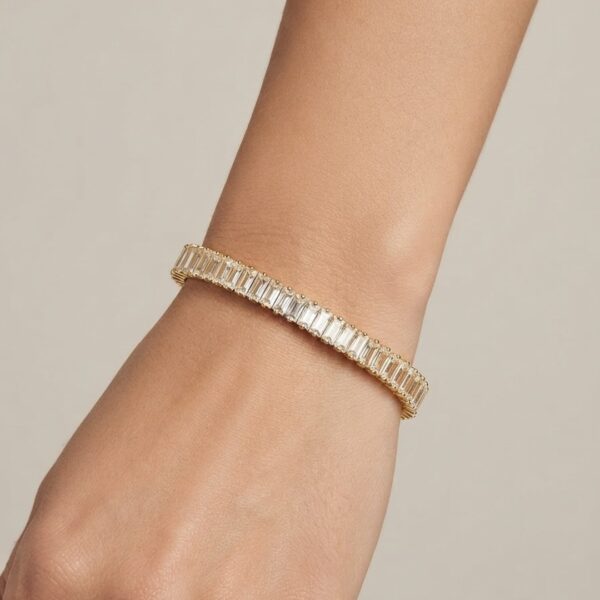 Pulseira Riviera trabalhado 7mm cravejado banhado ouro 18k premium