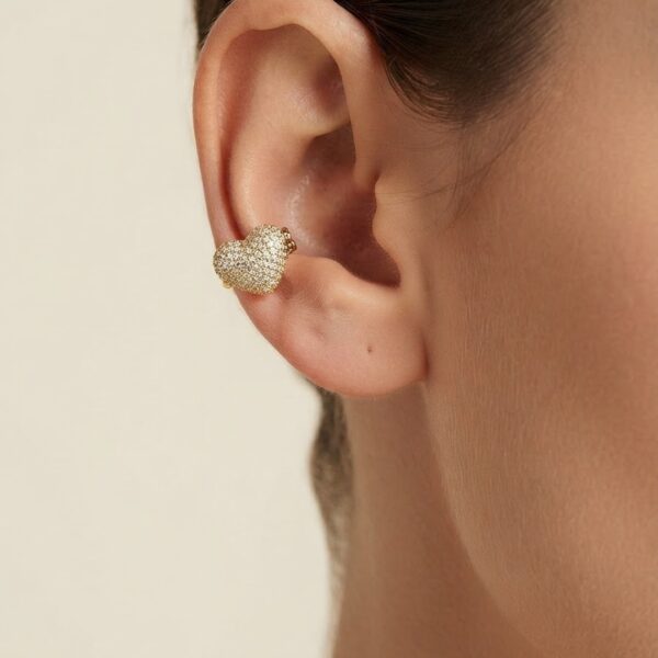 Piercing coração cravejado banhado ouro 18k premium atacado